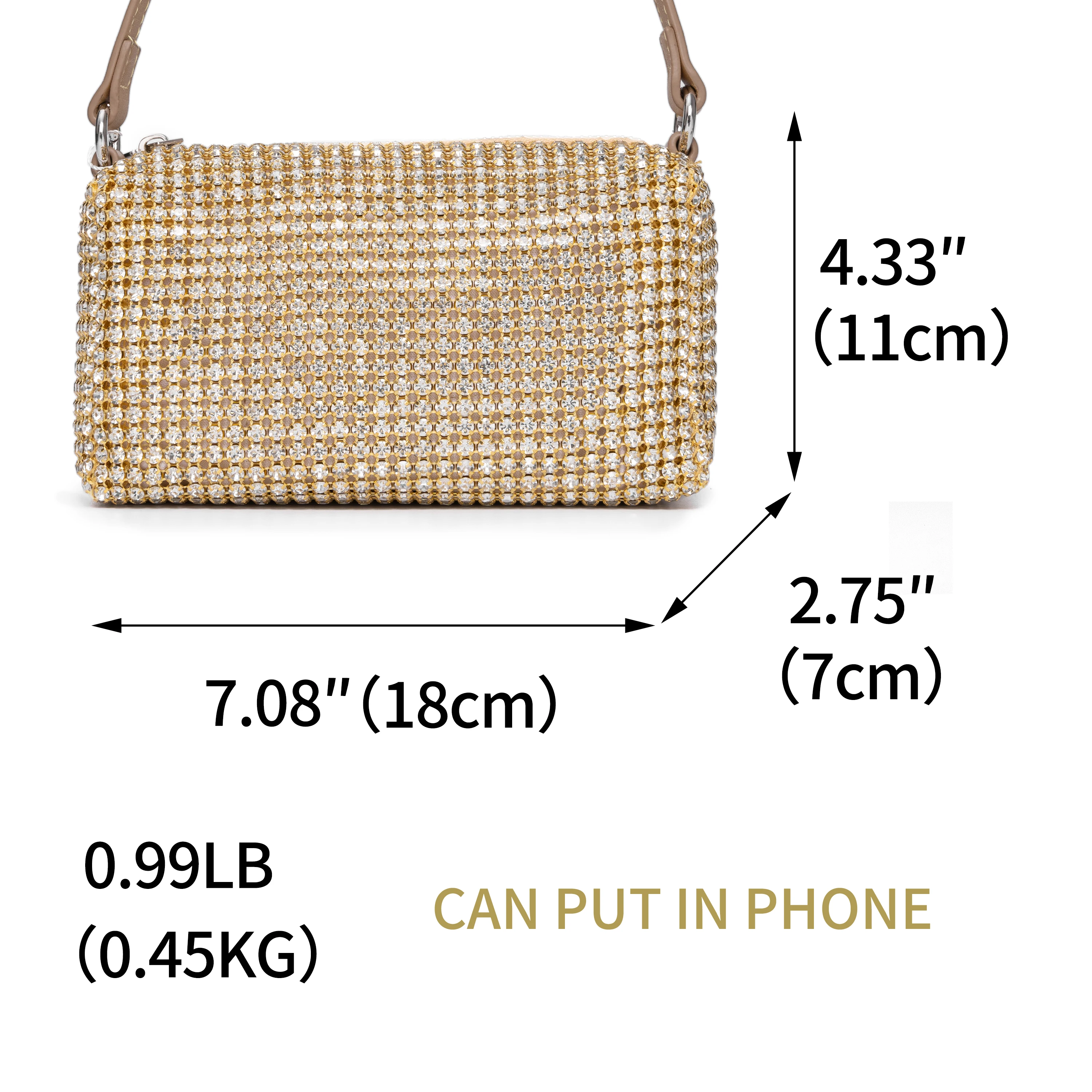 Bolso de mano suave con diamantes de imitación para mujer, bandolera con diamantes brillantes, 2022