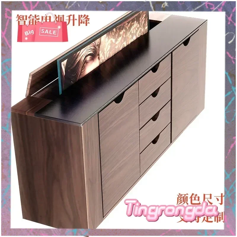 AAcqy Hidden Intelligent Lifting Integrated TV Cabinet Remote Control Electric Opening Solid Wood