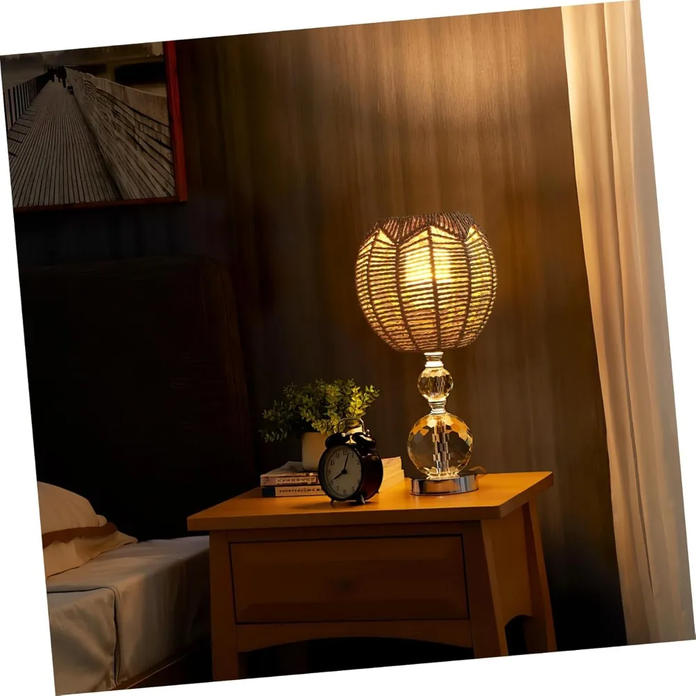 rattan lamp shade small boho shades replacement - pendant sconce shade ceiling fan light covers round woven lampshade for floor