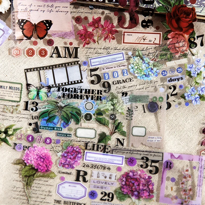 

3Sheets Adhesives Tape Four Memories Package Botanical Handbook Decorative Supplies Background Material Scrapbook Seasons