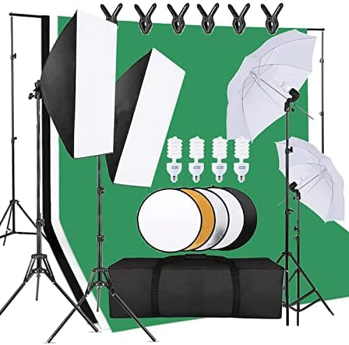 Cost-effective  Photo Studio Equipment Set Include Backdrop Stand,reflector,Photography  Lighting Kit Umbrella Soft Box Set