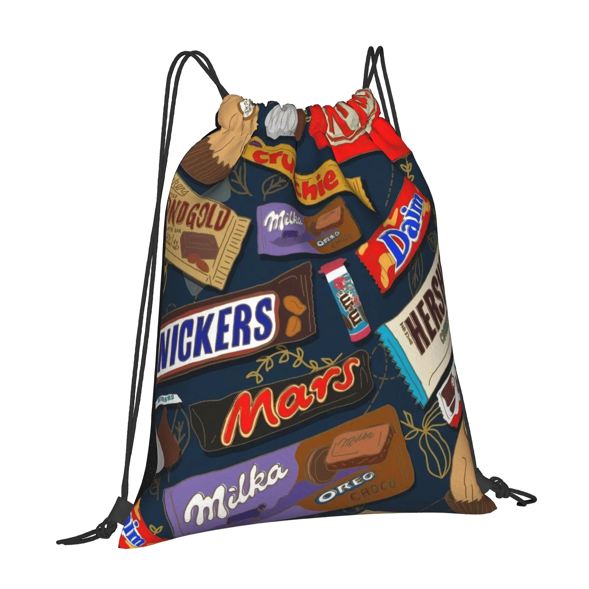 Chocolate Kinder Hershey s KitKat Mars Kinder Portable Shopping Drawstring Backpack Riding Backpack Gym Shoes Drawstring Bags