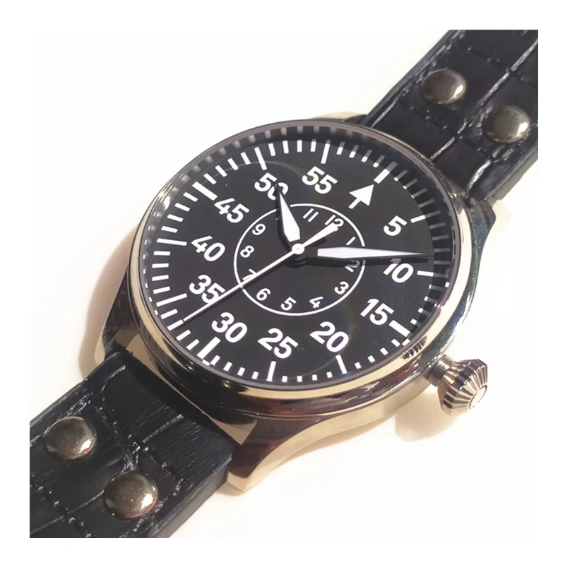 44mm Fashion Men\'s Army Pilot Watch Outdoor Waterproof Vh31 Movement Strong Luminous Large Dial Sapphire Glass Stainless Steel
