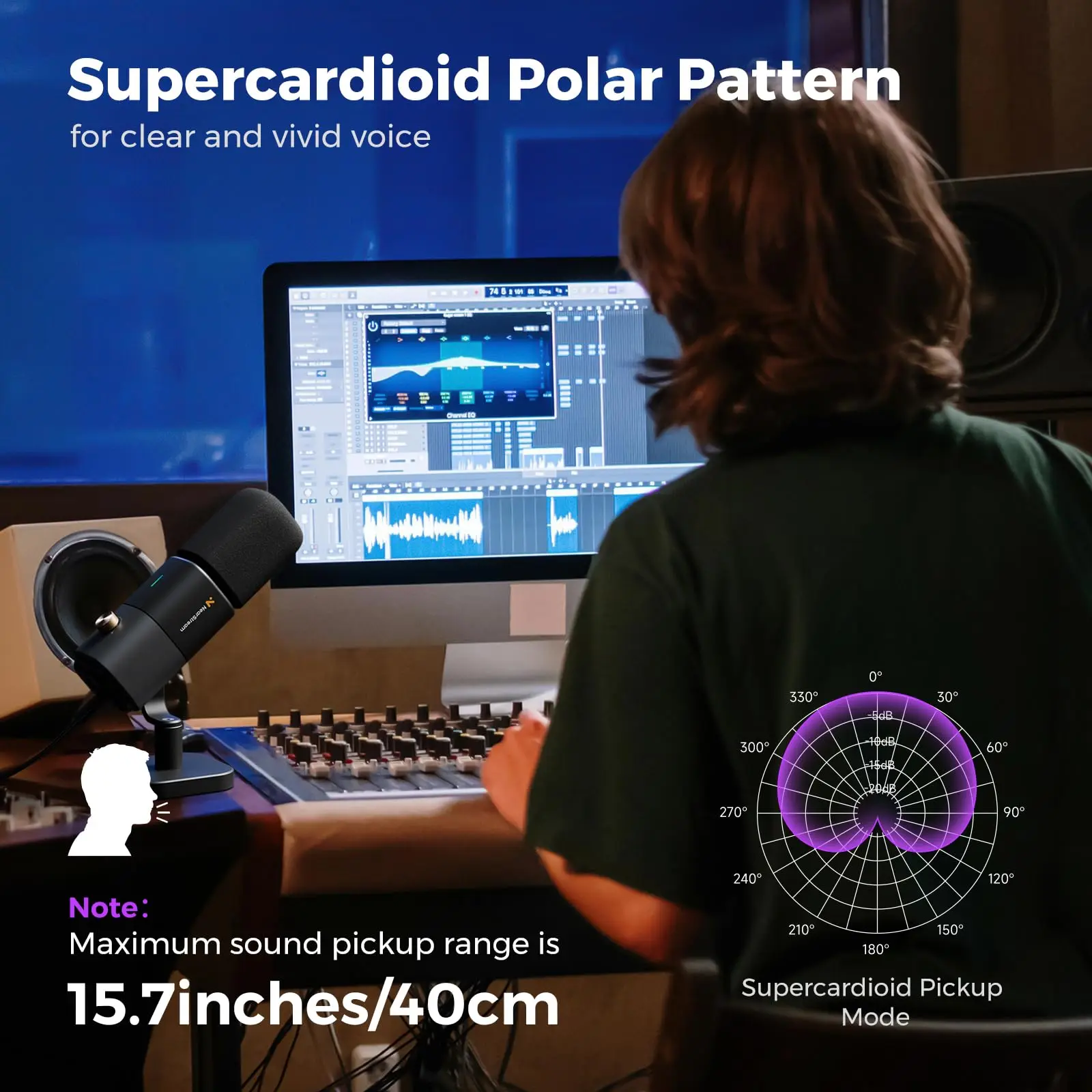 NearStream Condenser USB XLR Microphone Desktop Plug-and-Play Professional Mic pc for Gaming Streaming podcast studio Recording