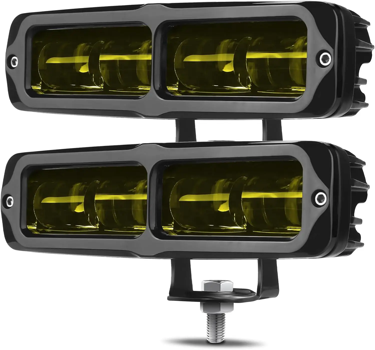 

6 Inch LED Light Bar, 2PCS Yellow Amber 4000K Spot Fog Lights with Cutoff Line, 6000LM Slim LED Pods Off Road LED Driving Lights