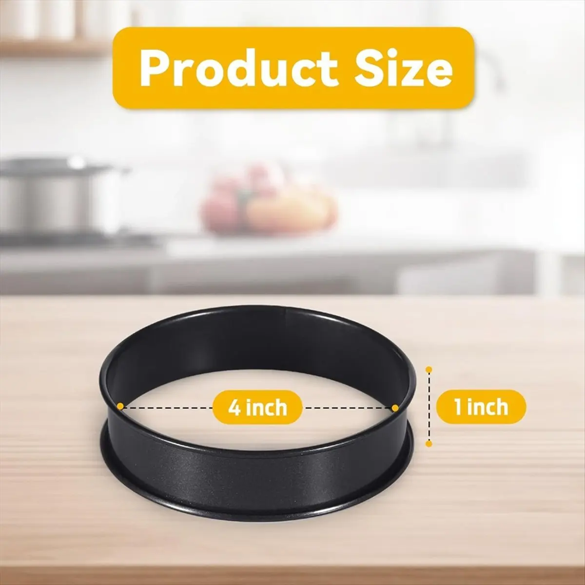 A75K 6Pcs Crumpet Rings, 4 Inch Double Rolled Stainless Steel Round Cake Tart Cookie Egg Burger Rings Mold for Baking Cooking