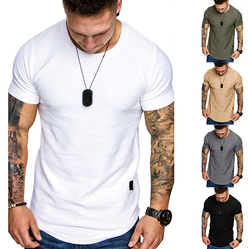 2024 new men\'s solid color T-shirt men\'s sports and leisure T-shirt men\'s gym running fashion quick drying top