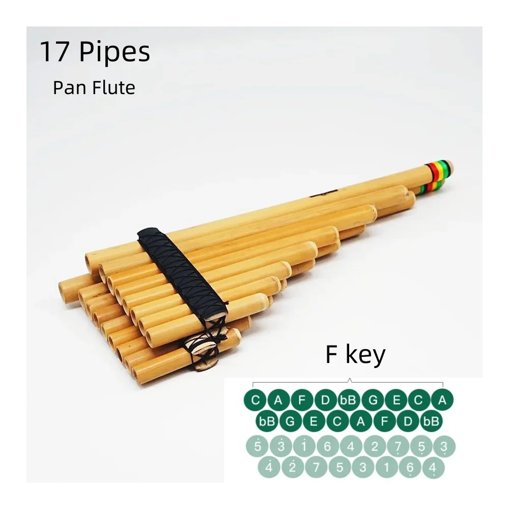 

JELO GWS-PF 17 Pipes Professional Low F Key Pan Flute Woodwind Bamboo Wind Accessory Syrinx Panpipes