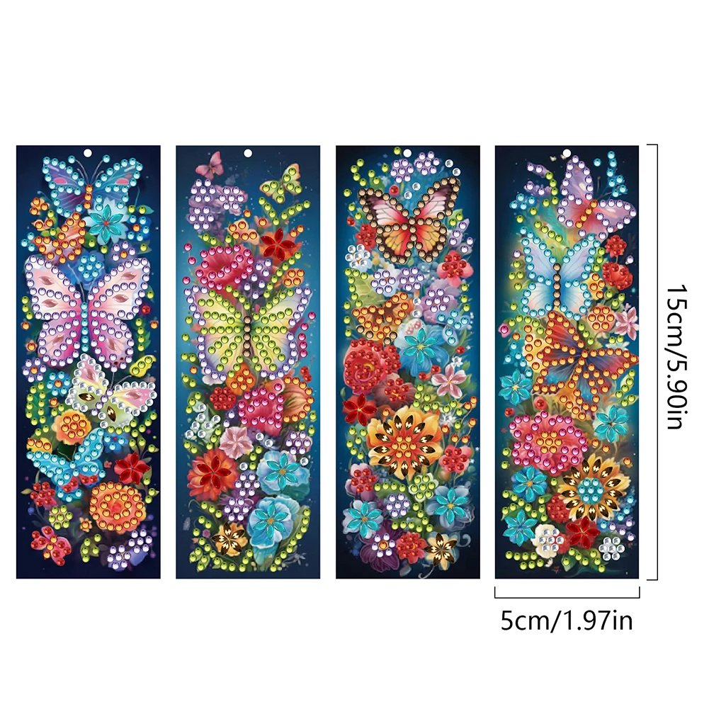 

4шт цветы бабочки DIY алмазная живопись закладка для любителей чтения