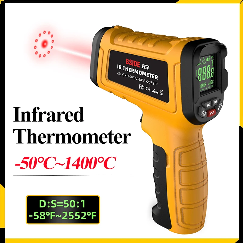 -50°C~1400℃ Digital Infrared Thermometer Professional 50:1 Industrial Temperature Meter Non-contact Laser Thermometers Pyrometer