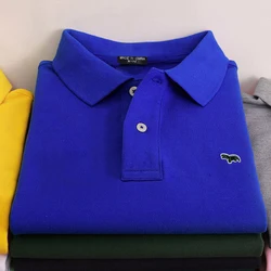 Polo de algodón puro para hombre, Camiseta deportiva de manga corta con solapa, camisetas transpirables de alta calidad para verano, 811