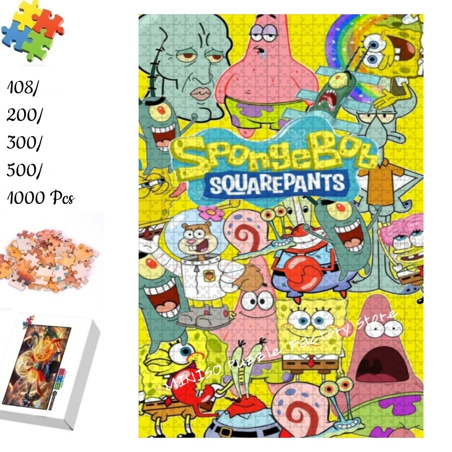 パズル スポンジボブ スクエアパンツ フィギュア 大規模コレクション 木製ジグソーパズル 108/200/300/500/1000ピース 大人用 子供用 おもちゃ ゲーム