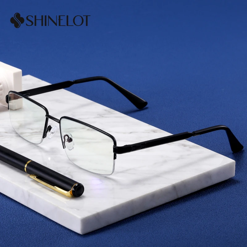 

91313 Classic Metal Rectangle Eyeglasses Frame Eye Protection Male Narrow Frame Versatile Style Glasses Stylish Eyewear