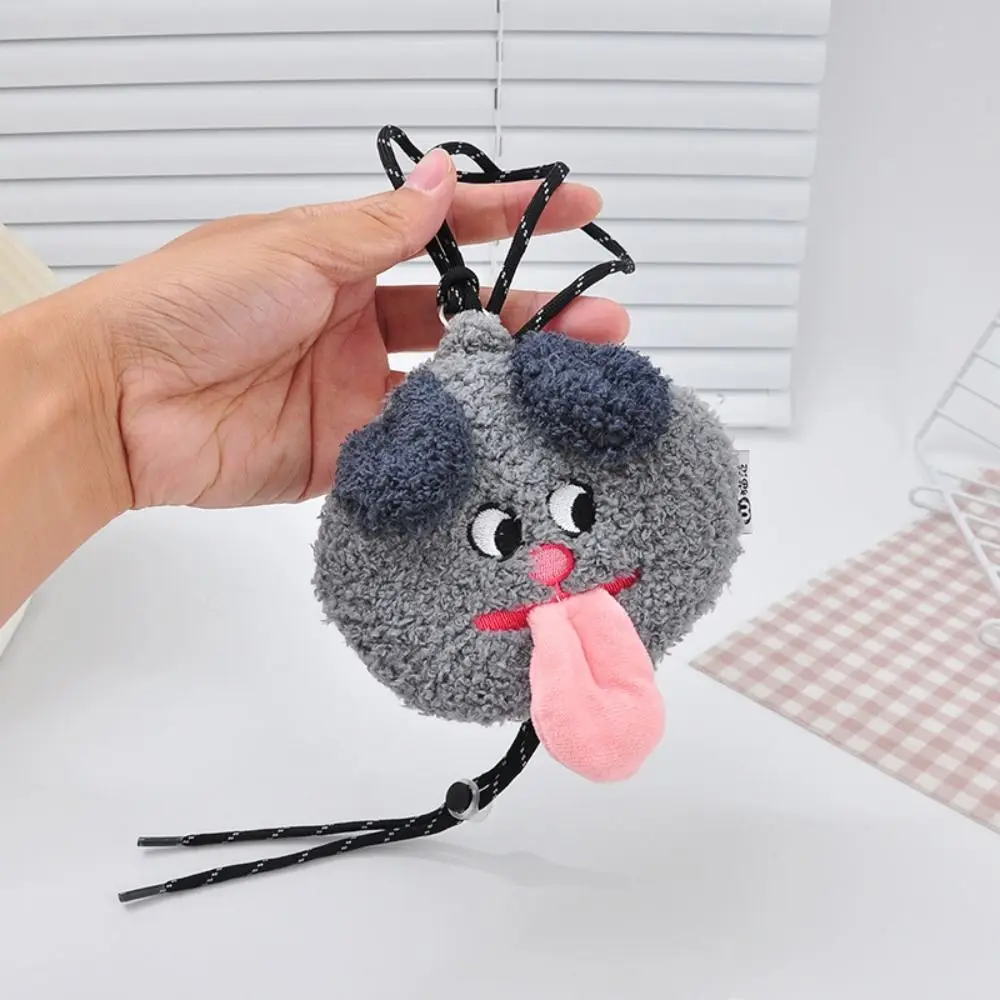 Cute Plush Halter Coin Purse Dog Bag Pendant Puppy Key Chain Bag Tongue Sticking Puppy Korean Style Plush Wallet Girl