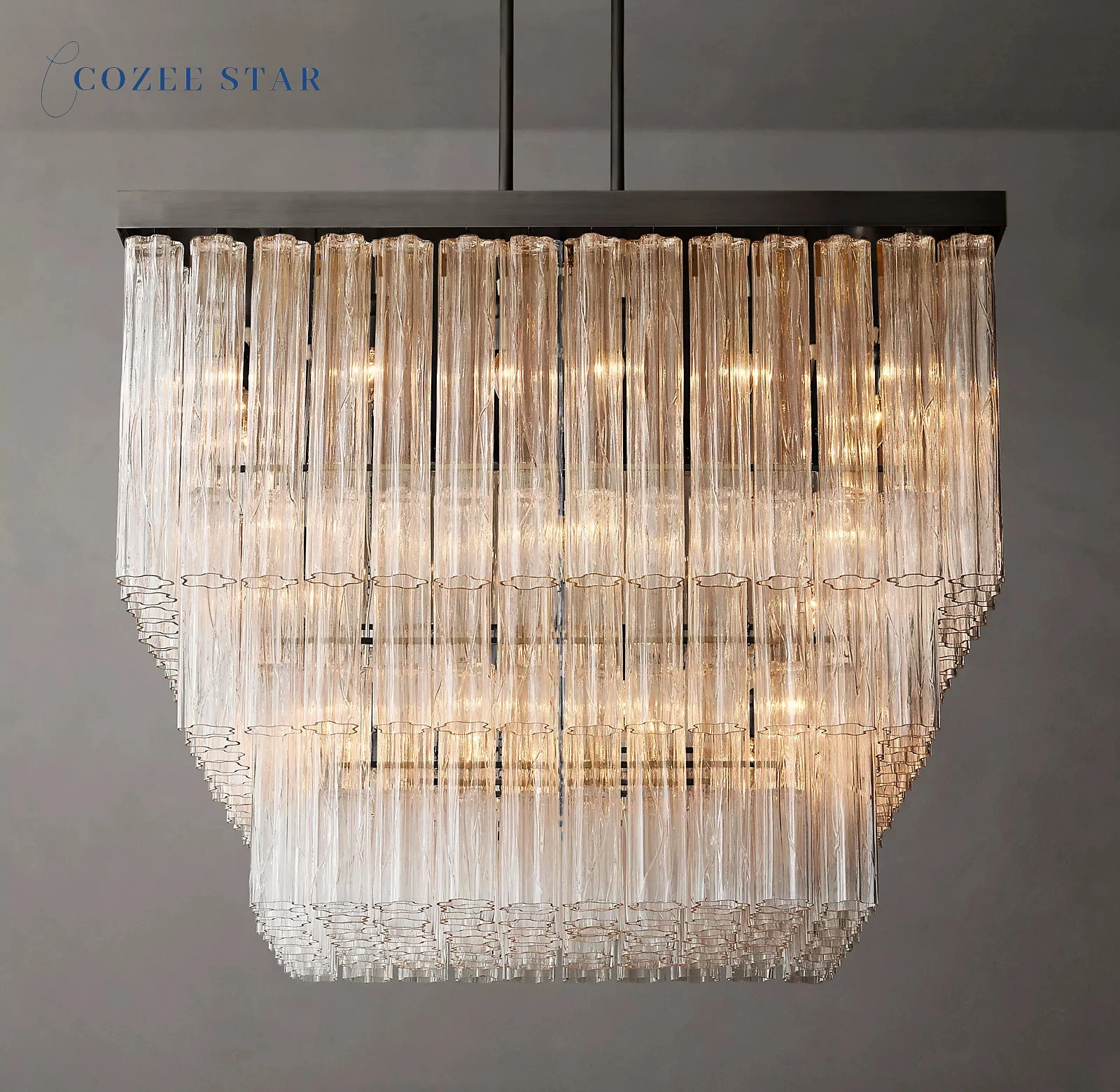 Cielo Square Chandelier Lighting Modern Glass Chandeliers Large LED Living Dining Room Farmhouse Pendant Lights