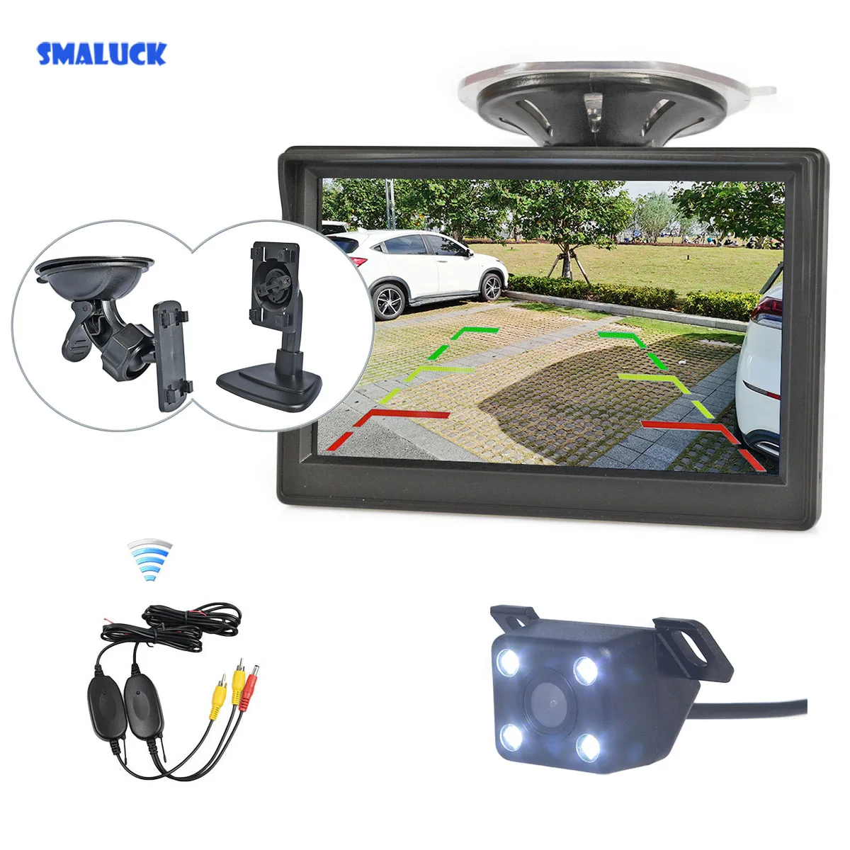 

SMALUCK Wireless 5inch TFT LCD Display Rear View Car Monitor LED Color Night Vision Car Camera Wireless Parking Security System