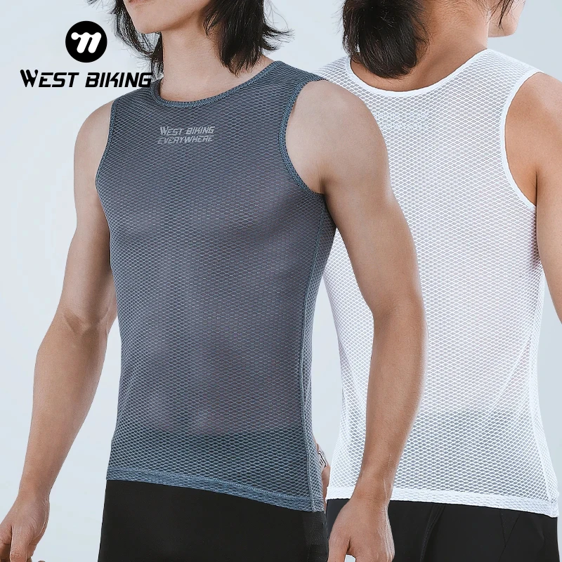 West biking ciclismo base camada colete para homens esportes de secagem rápida bicicleta coletes verão camisa malha macio ginásio roupa interior pano