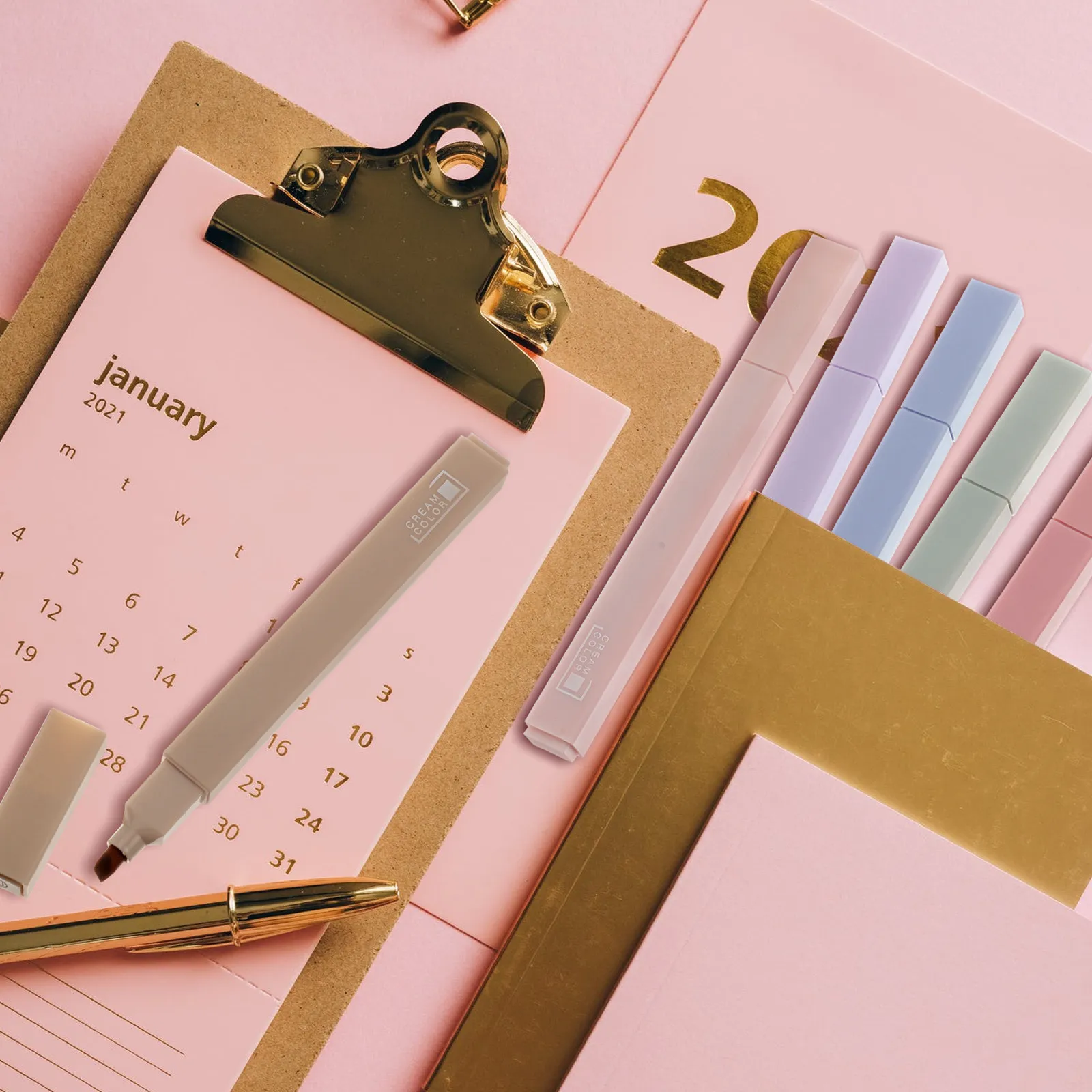 

6Pcs Student Highlighters Soft-Tip Oblique Head Portable Marker Pens School Office Supplies Fluorescent Marker Pens