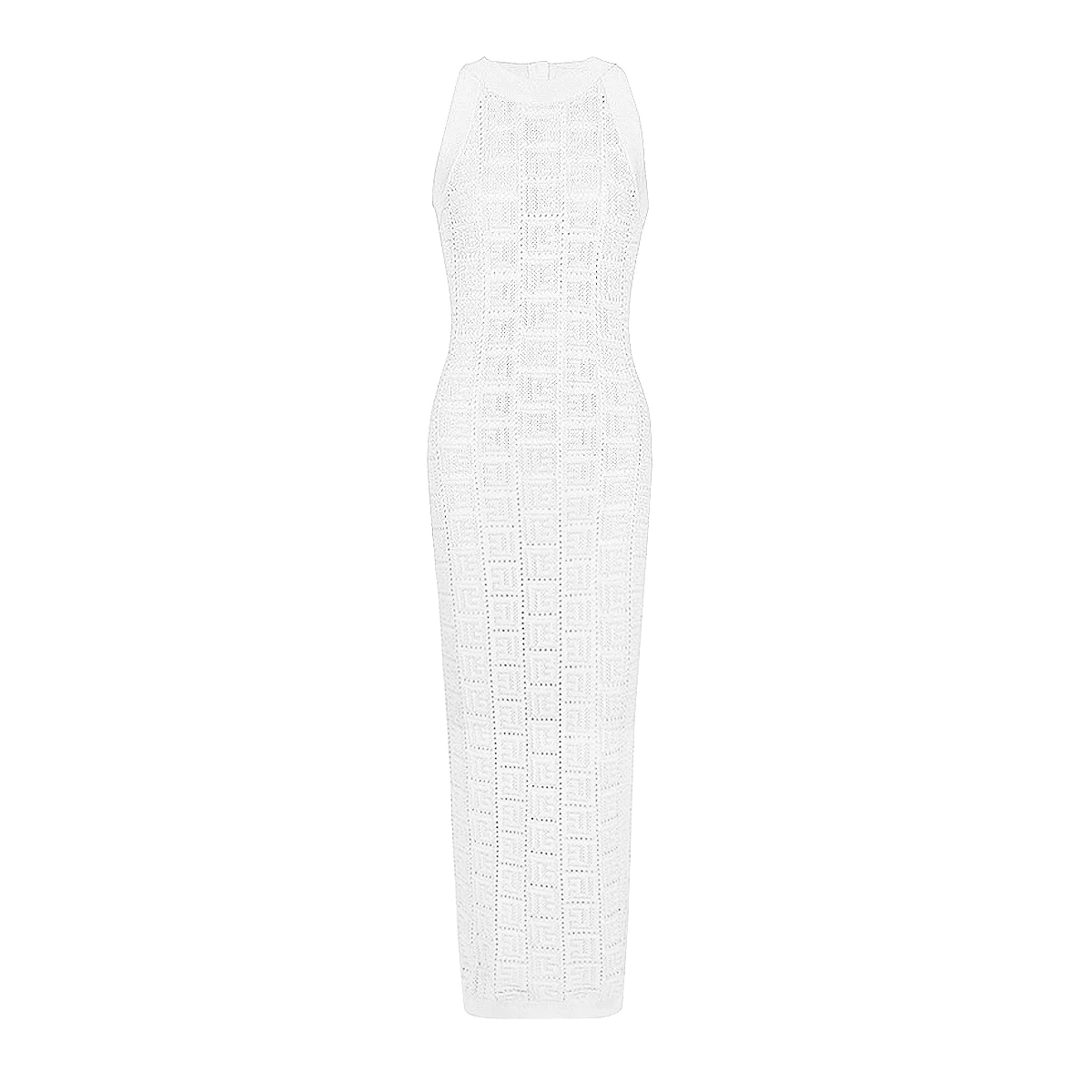 

Summer New Commuter Sleeveless Round Neck Elastic Knitted Medium To Long Size Hip Hugging Slimming Versatile Dress For Women