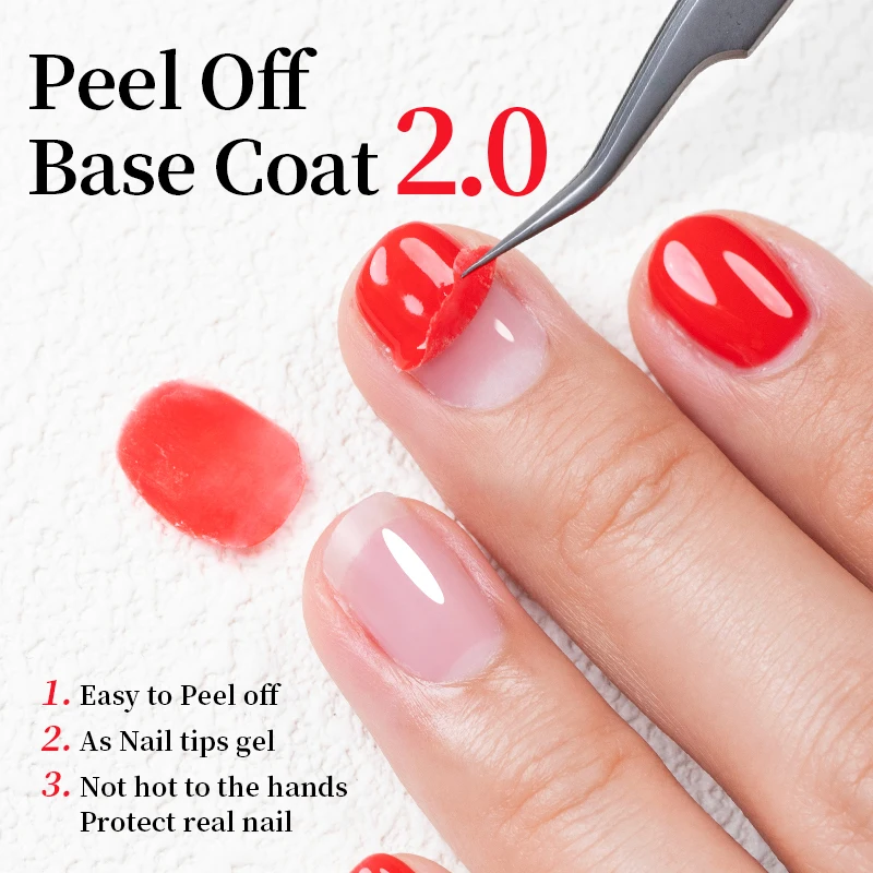 BOZLIN 15ML Peel Off Base Gel Clear Primer Nail Tip Gel Polish Semi Permanent UV/LED Varnish Soak Off Nail Art Manicure