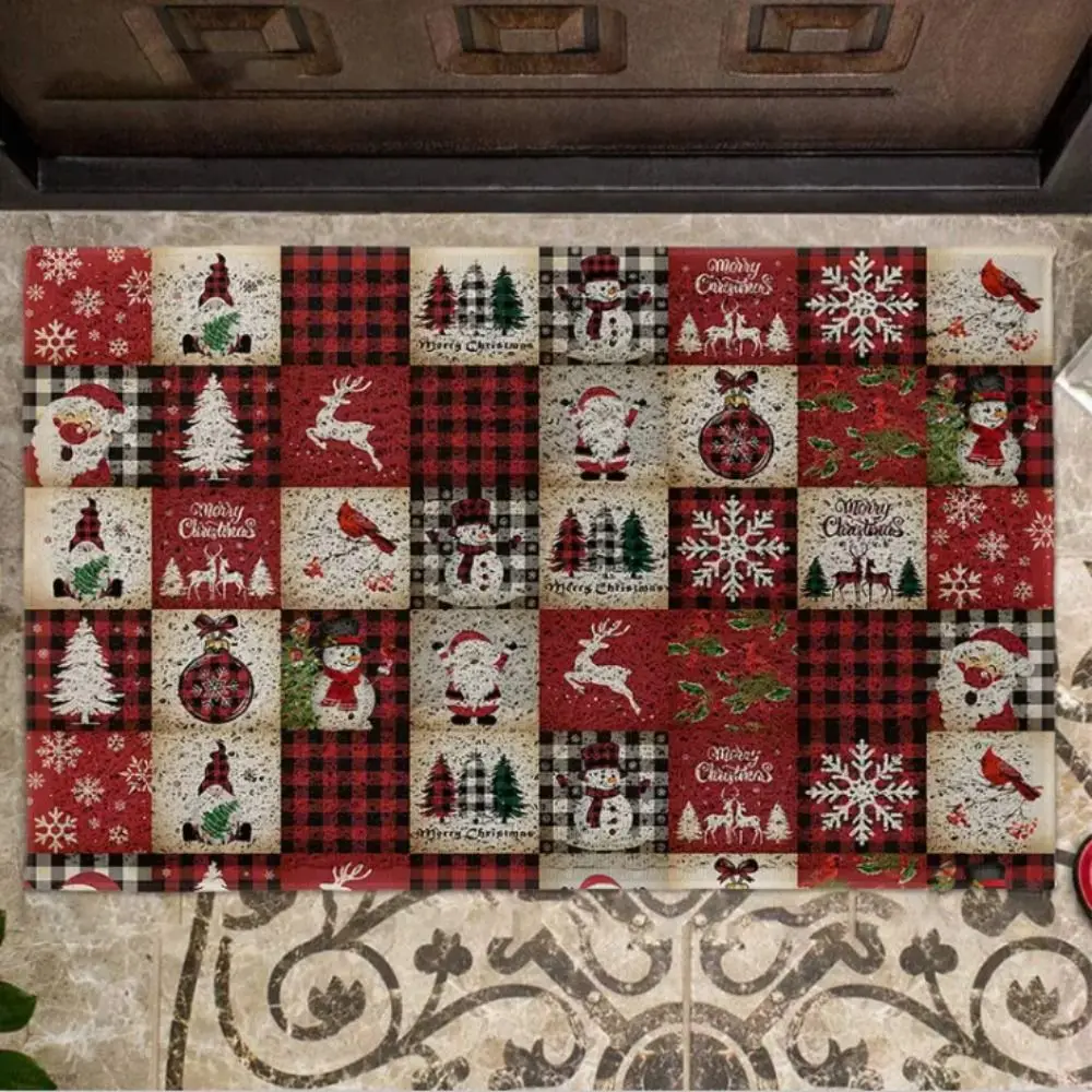40*60cm Christmas Absorbent Bath Rug Mat Quick Dry Square Xmas Non-slip Area Bath Rug Ultra Thin Crystal Velvet