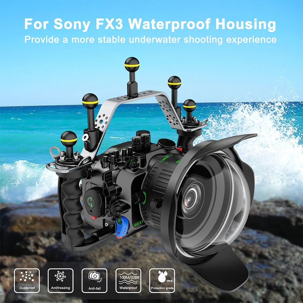 Seafrogs Aluminium Camera Case Waterdicht 100M Cover Voor Sony FXIII Onderwater Fotografie Apparatuur FX3