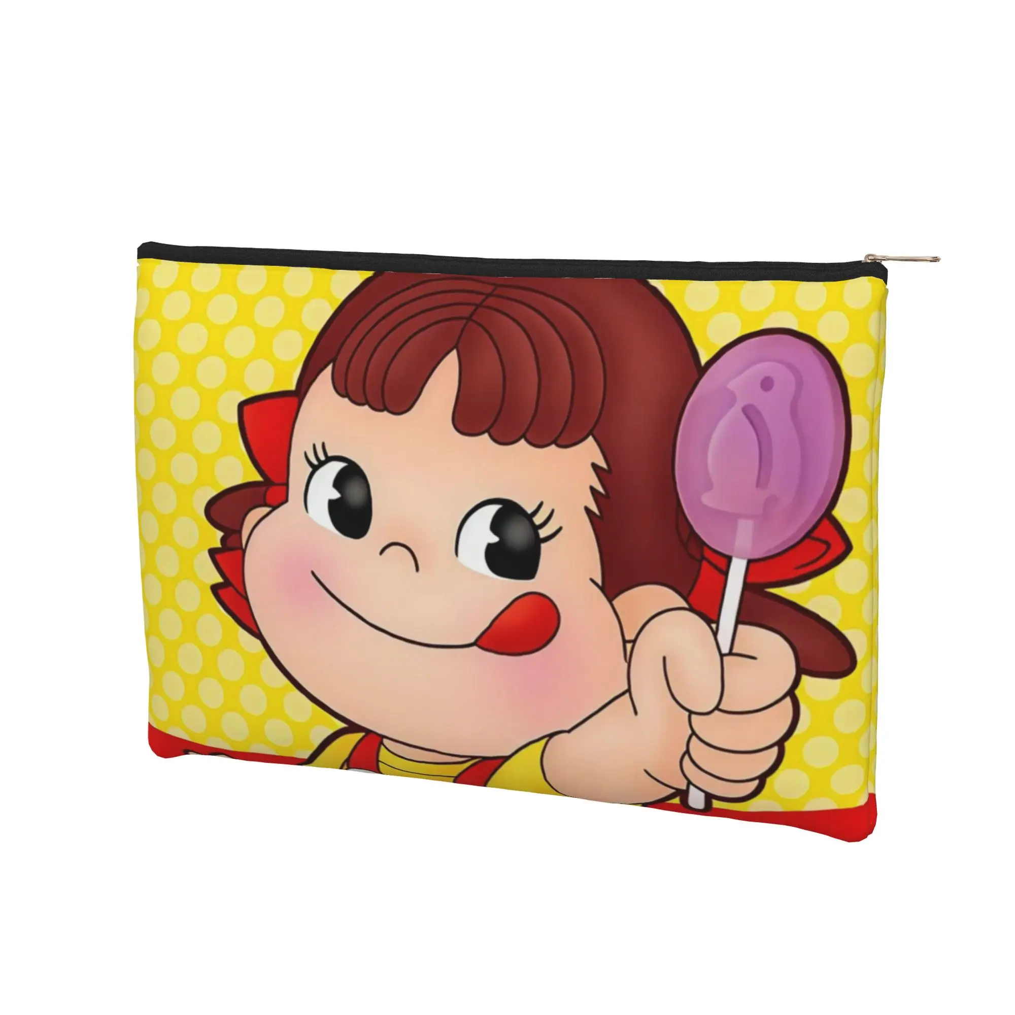 Fujiyaa Stylish Lollipop Yellow Dot Makeup Bag Toiletry Bag with Zipper Cosmetic Pouch