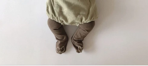 Baby pants spring and autumn 0-2 year old cute little bear girl pantyhose solid color pure cotton elastic waist boy baby pants