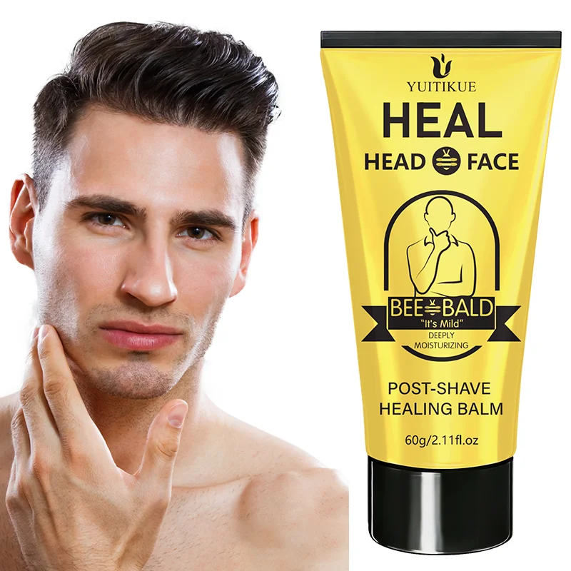 YUITIKUE Bee Bald Post-Shave Healing Balm Deeply Moisturizing After Shave Balm for Men Face and Head Care 60g