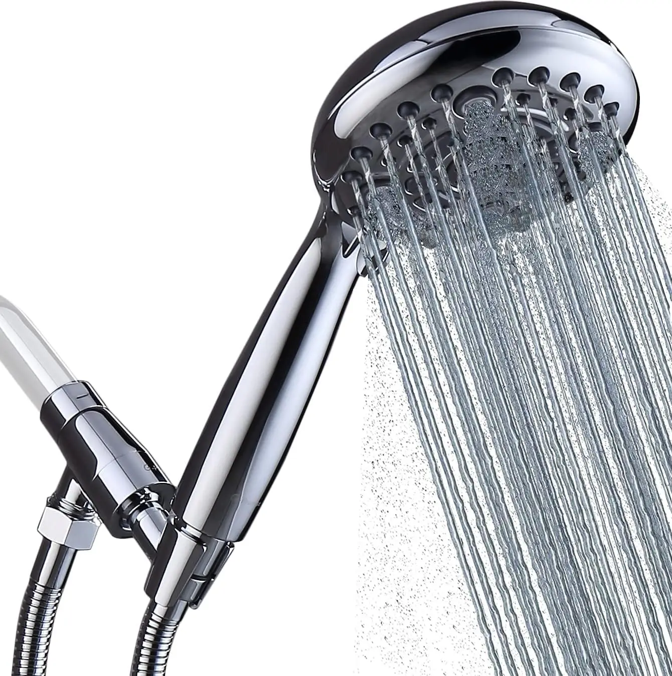

High Pressure Handheld Shower Head with 6 Spray Settings, Detachable Design, Long Hose and Adjustable Bracket