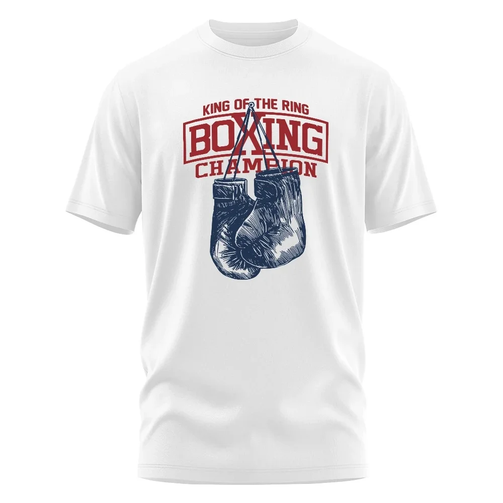 Men King of The Ring Boxing Champion Fashion Creative Funny Cotton T Shirt for Men Women Vintage GYM Apparel Tops Tees