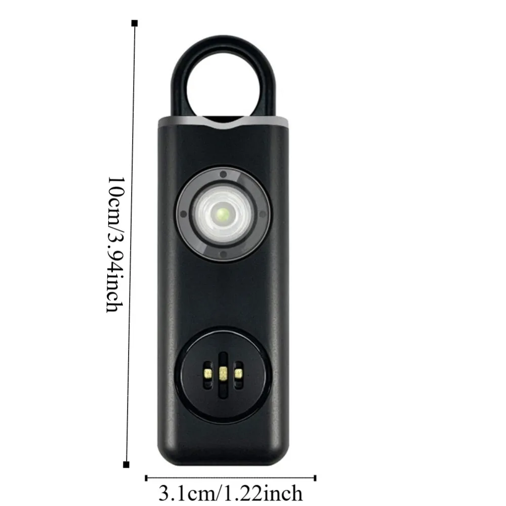 130-hoog DB veilig geluid persoonlijk alarm LED-stroboscooplicht met ophanghaak Draagbare alarmsleutelhanger Draagbare bijna lege batterij