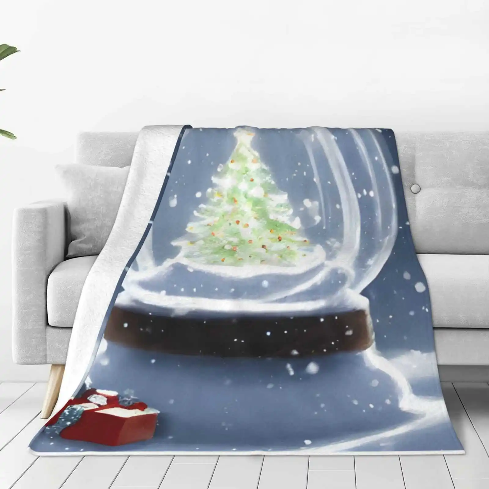 Christmas Scene Inside Of A Glowing Snowglobe All Sizes Soft Cover Blanket Home Decor Bedding Ai Rendering Christmas Snowglobe