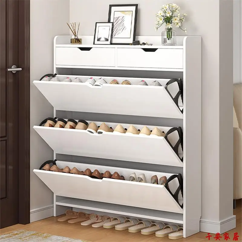 Shoe rack simple household small narrow door indoor good-looking bedroom dust storage artifact ultra-thin tipping bucket Interne