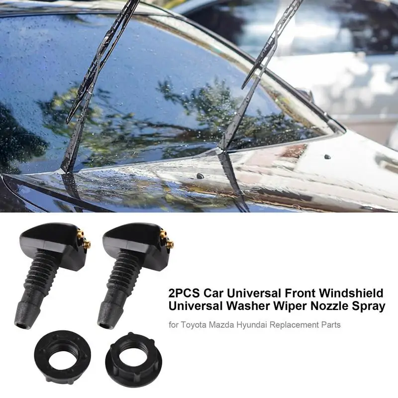 2Pcs Universal Front Windshield Washer Wiper Nozzle Sprayer Sprinkler Water Spout Outlet For Car Auto Replacement Accessories