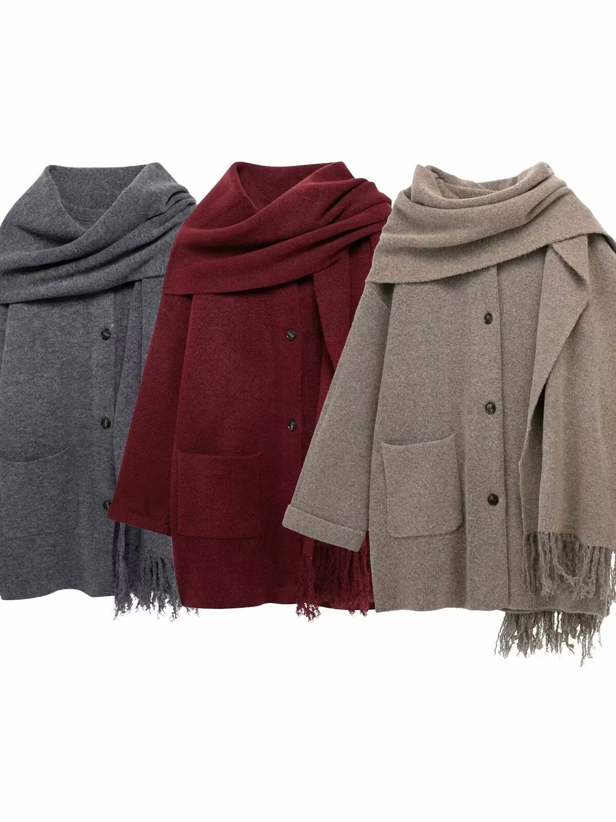 

Женский вязаный кардиган, пальто с воротником с кисточками, Thiened, осень-зима, новый китайский бренд, полиэфирная ткань без бренда