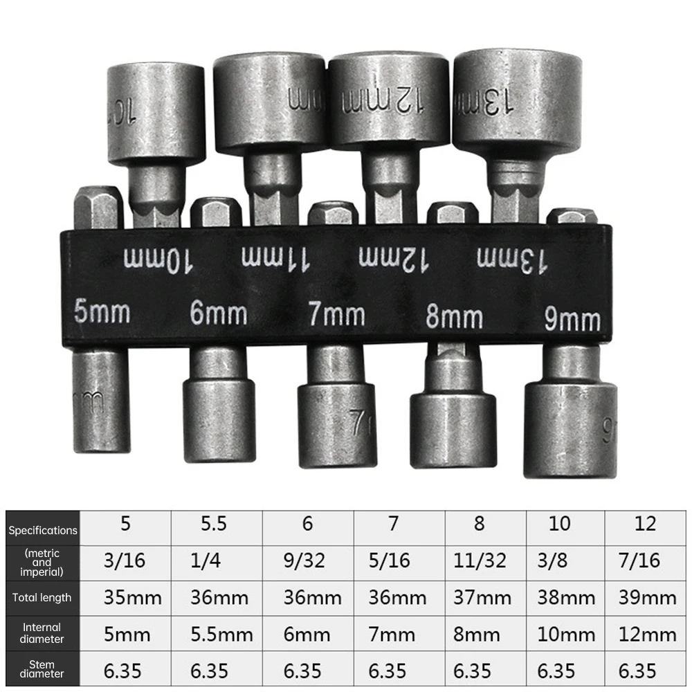 Hexagonal Handle Powerful Socket 9pcs/set Hex Sockets Sleeve Nozzles Nut Driver Set Screwdriver Set Pneumatic Screwdriver Insert