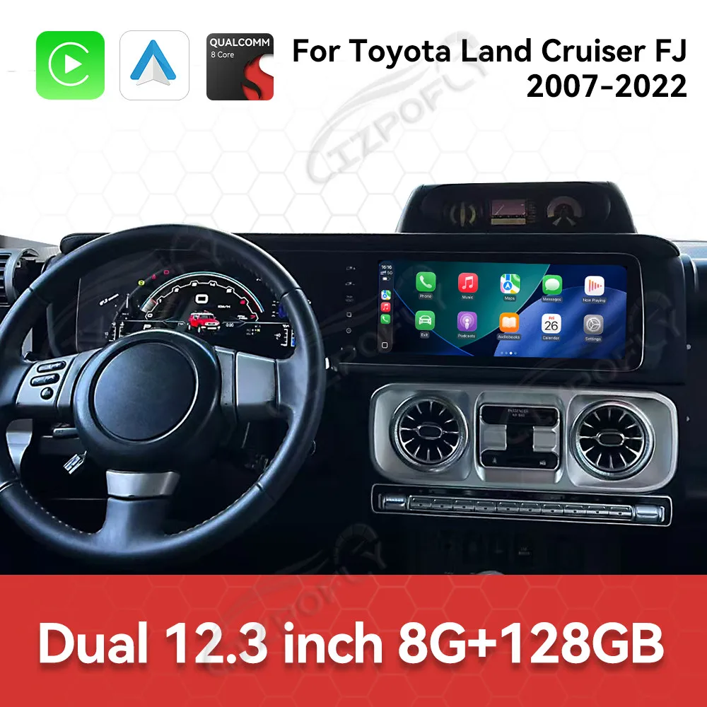 12.3' Android 13 For Toyota Land Cruiser FJ 2007-2022 Tesla Radio Car Multimedia Player GPS Auto Stereo Navigation Head Unit
