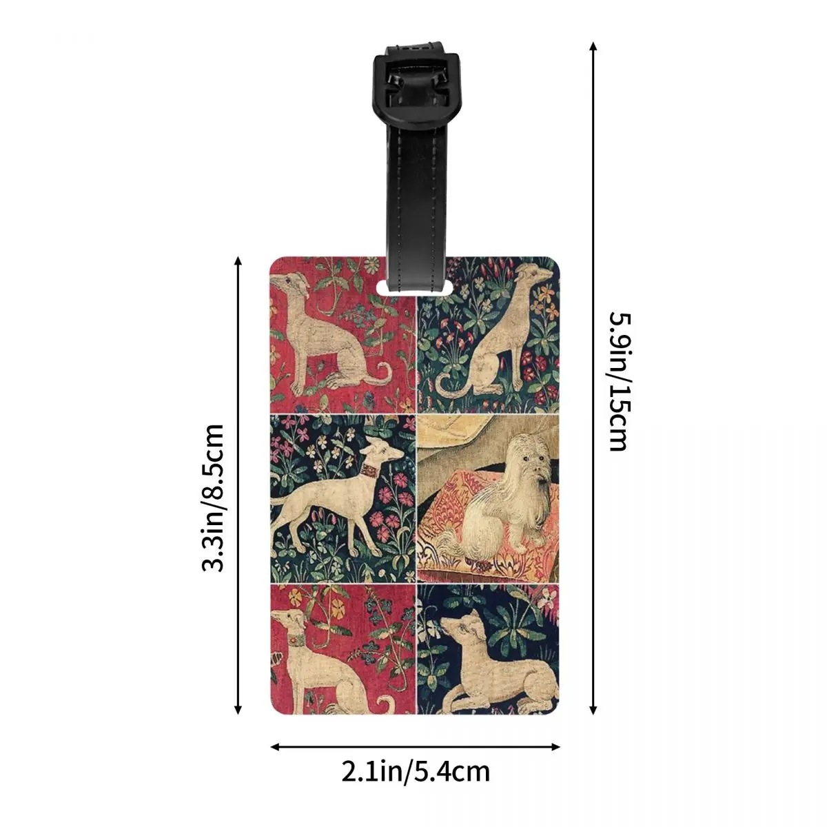 Medieval Greyhound Luggage Tags Custom Whippet Sighthound Dog Baggage Tags Privacy Cover ID Label