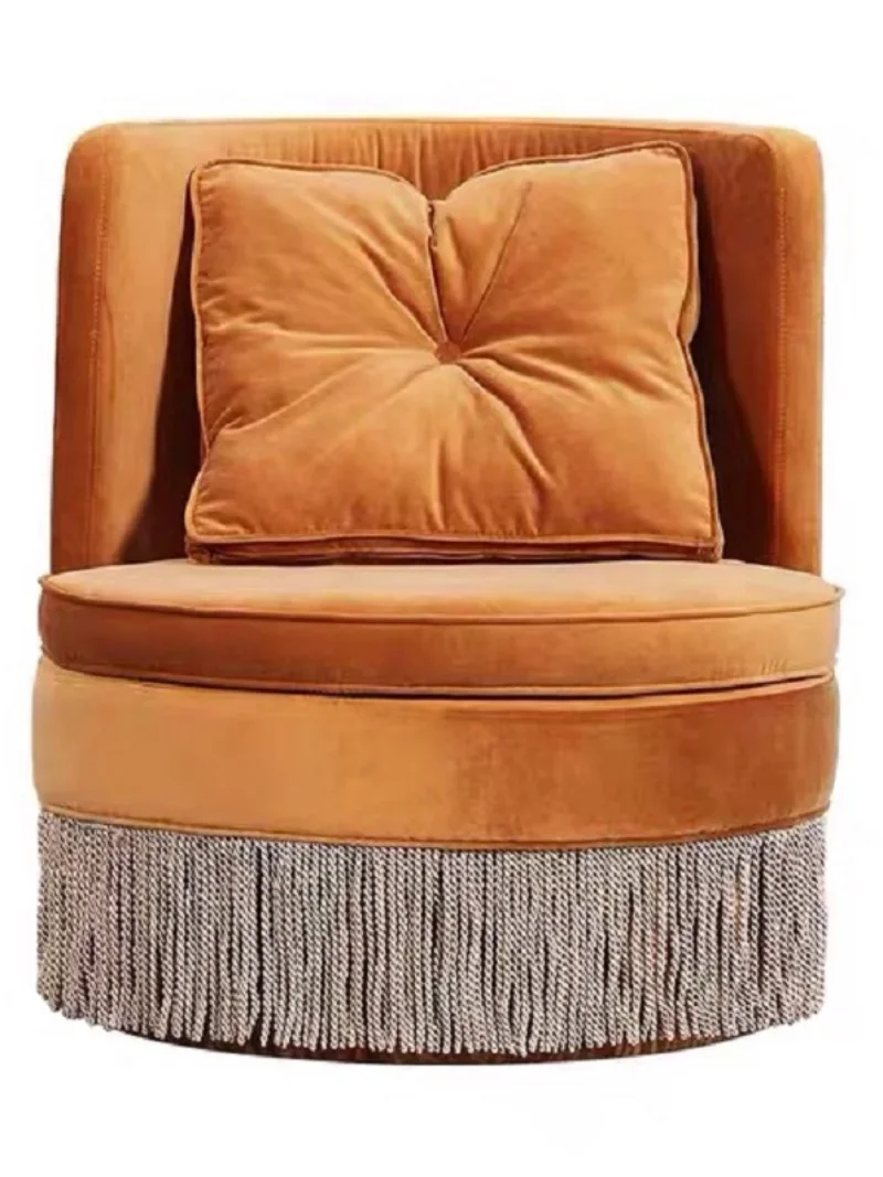 

Bedroom fabric living room furniture Internet celebrity fringed sofa ginger velvet single