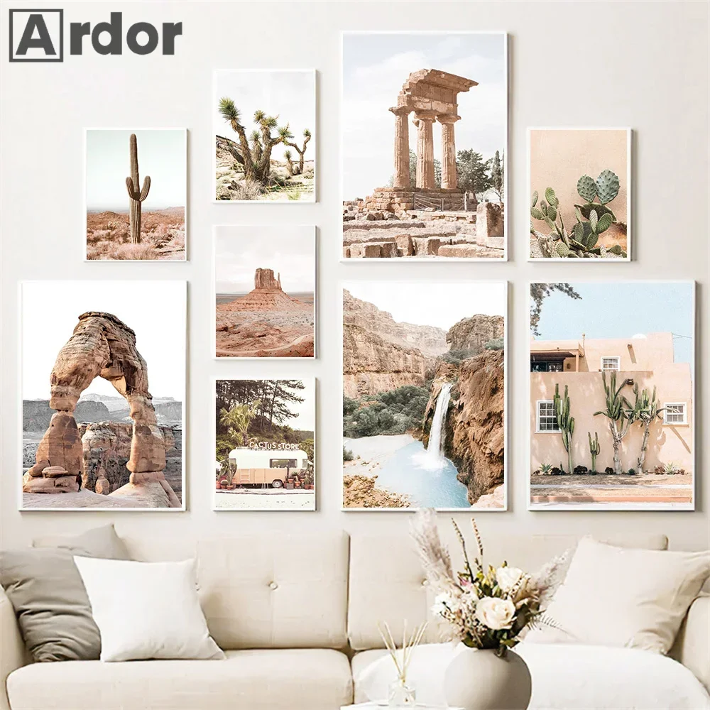 Italy Saguaro Cactus Posters Desert Joshua Tree Canvas Painting Nature Landscape Wall Art Print Pictures Living Room Home Decor