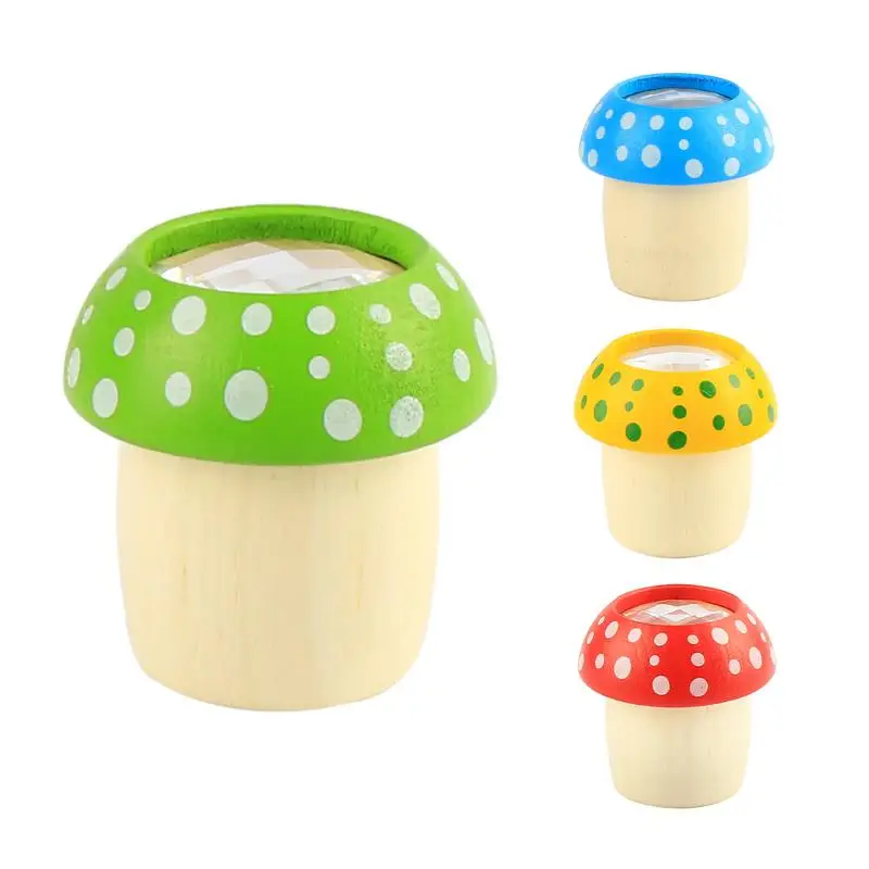 Kids Kaleidoscope Cute Mushroom Kaleidoscope Natural Wood Toddler Kaleidoscope Portable Kids Telescope Educational Science