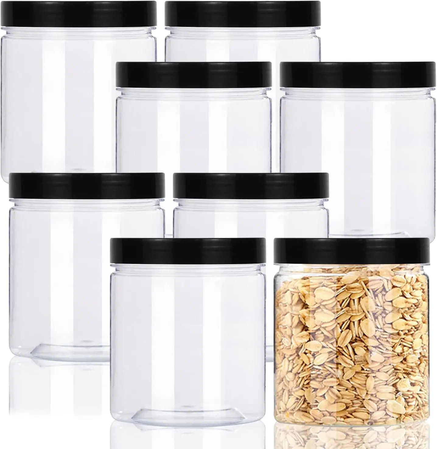 10PCS 8OZ Plastic Jars with Screw On Lids, Pen and Labels Refillable Empty Round Slime Cosmetics Containers for Storing