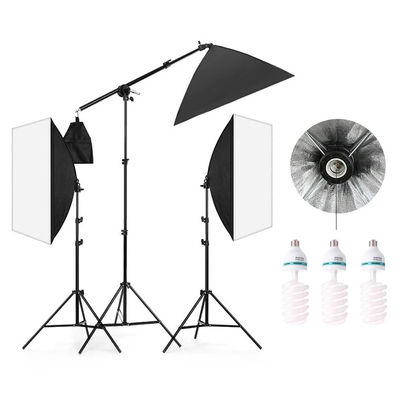 3pcs Softbox Lighting Kit 60*100cm Photography Table Shooting Set for Products Photo Studio Video Equipment