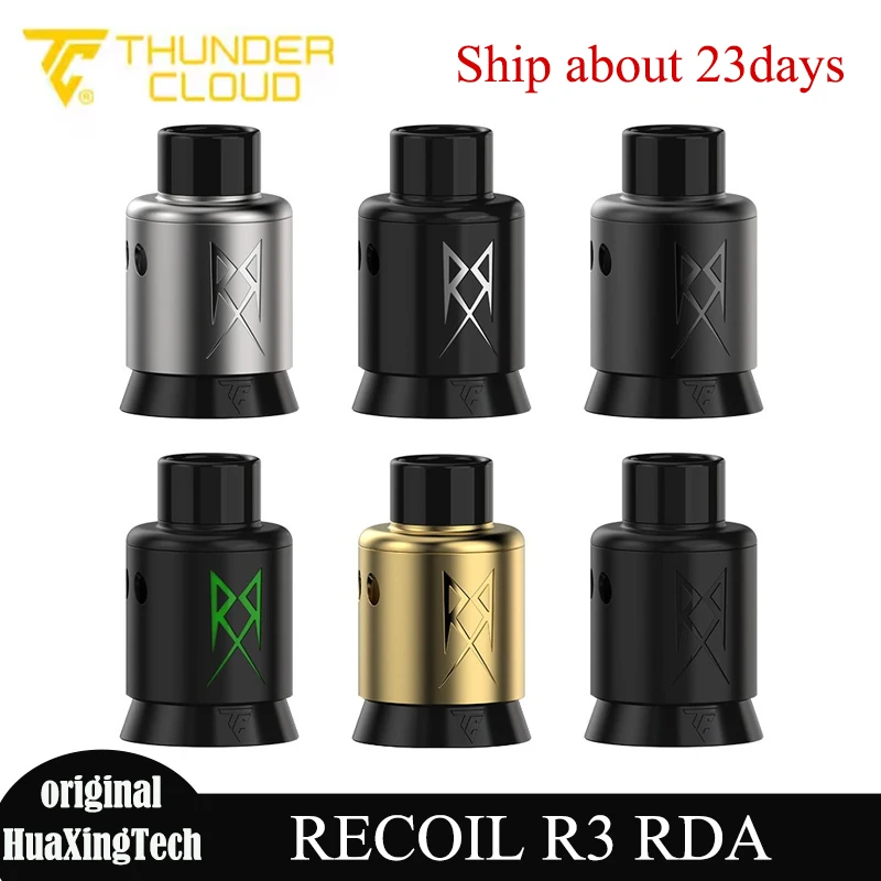 Atomizzatore originale ThunderCloud x Grimm Green RECOIL R3 RDA 2ml Singola/Doppia bobina 24mm 510 Drip Tip Serbatoio per sigaretta elettronica a prova di perdite