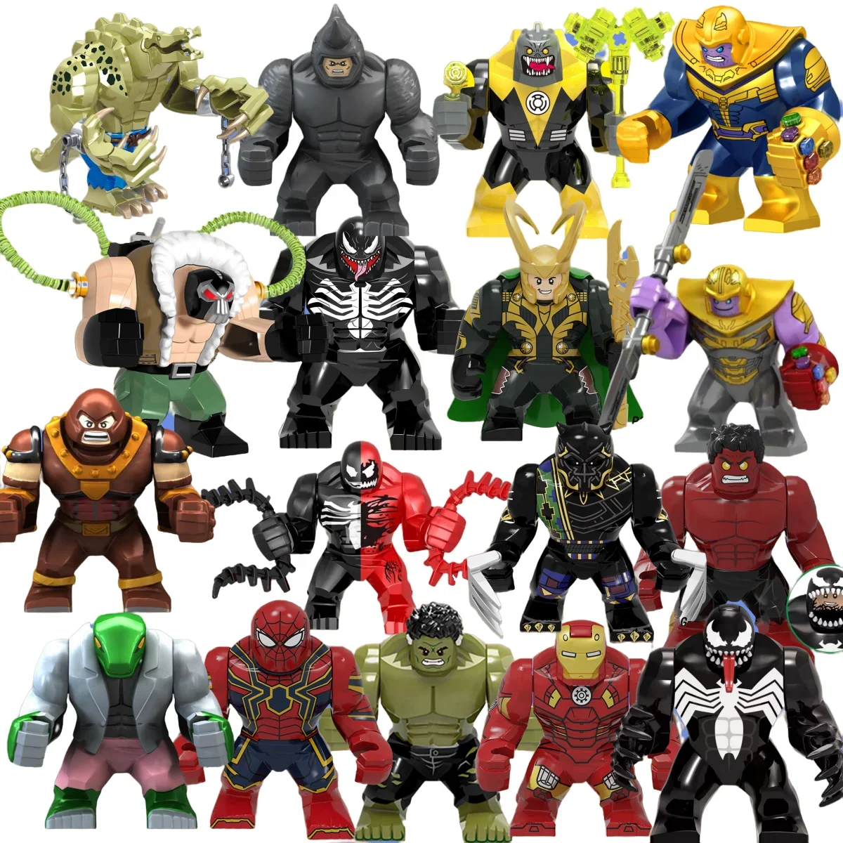 Building Blocks Mini Model Figures Big Goblin Disney Spiderman Iron Man Venom Captain Hawk Deadpool Technic Armor City Gift Toys