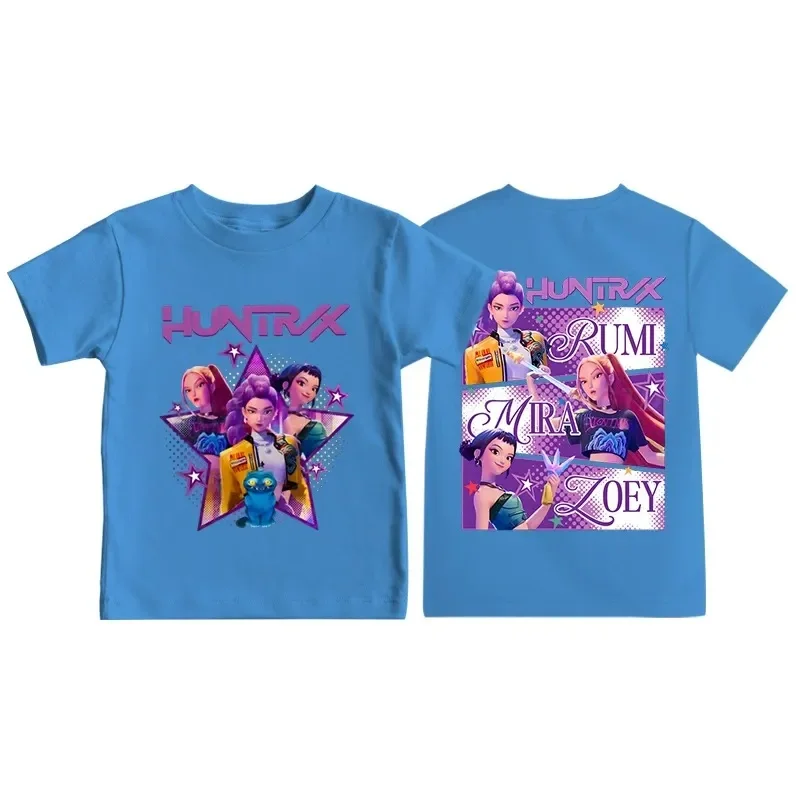 تي شيرت Kpop Demon Hunters مطبوع للأطفال تي شيرت صيفي مريح من القطن بأكمام قصيرة للفتيات والفتيان ملابس أطفال
