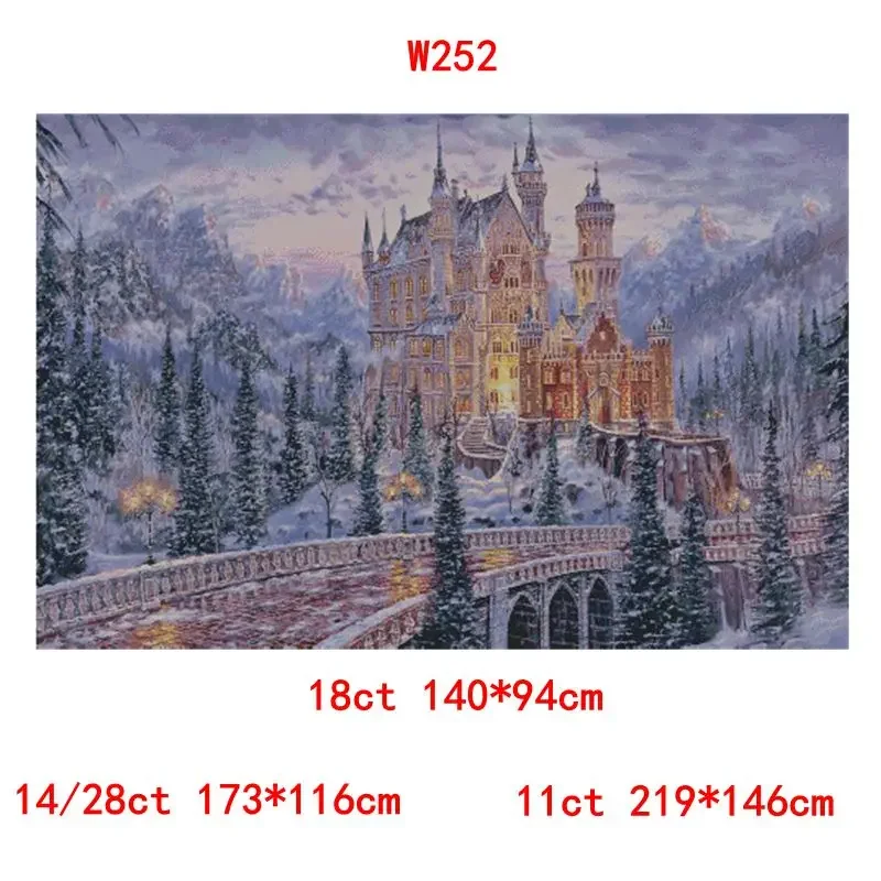 Cross Stitch Kit Scenic Winter Castle 28ct 18ct 14ct 11ct Can be Customized Printed Fabric Material Pack