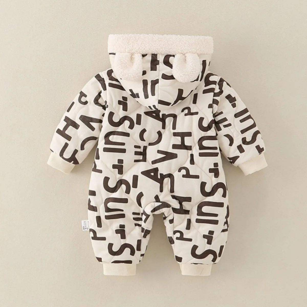 Baby Winter Thermal Romper Soft Fleece Lining Hooded Warm Jumpsuit Zipper Closure Bodysuit for Toddlers Boys Girls 6M-3Y Outwear