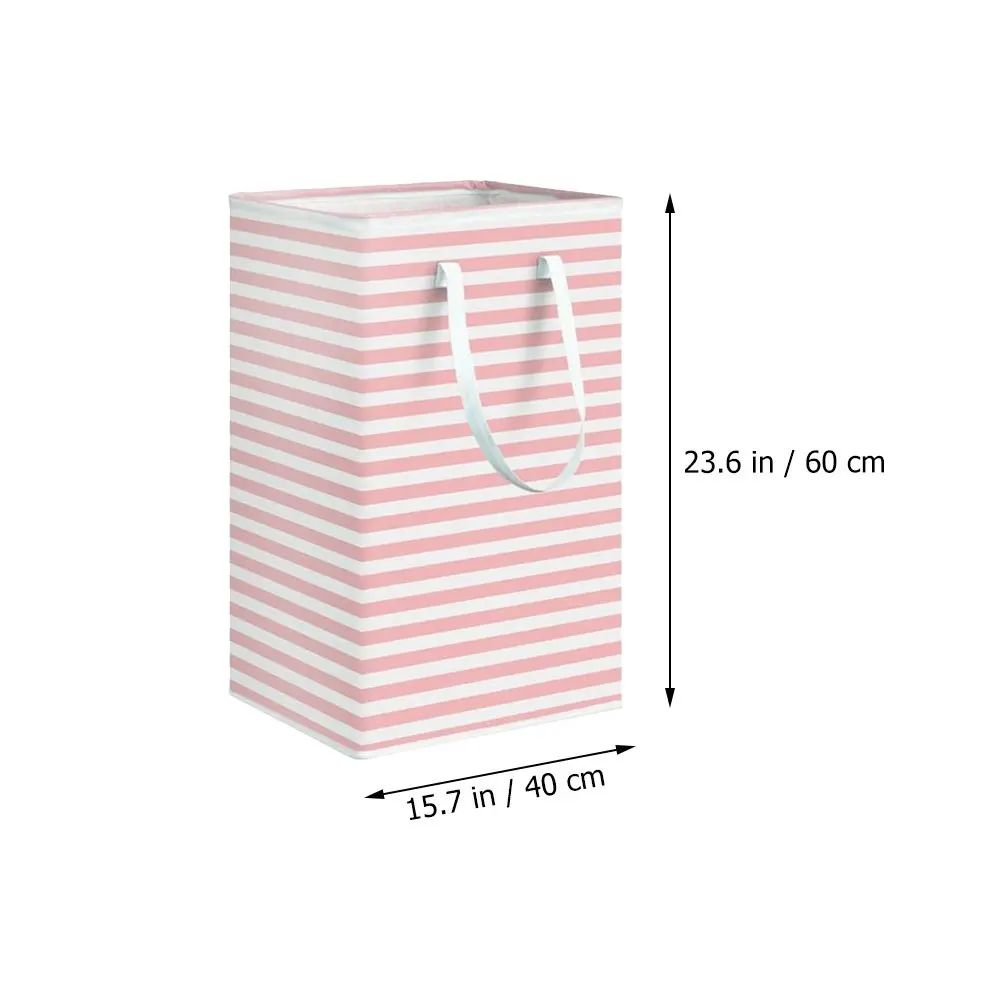 سلة غسيل مخططة، سلة تخزين شديدة التحمل مع مقابض، سعة كبيرة للملابس القذرة، غرفة نوم حضانة الأطفال #3